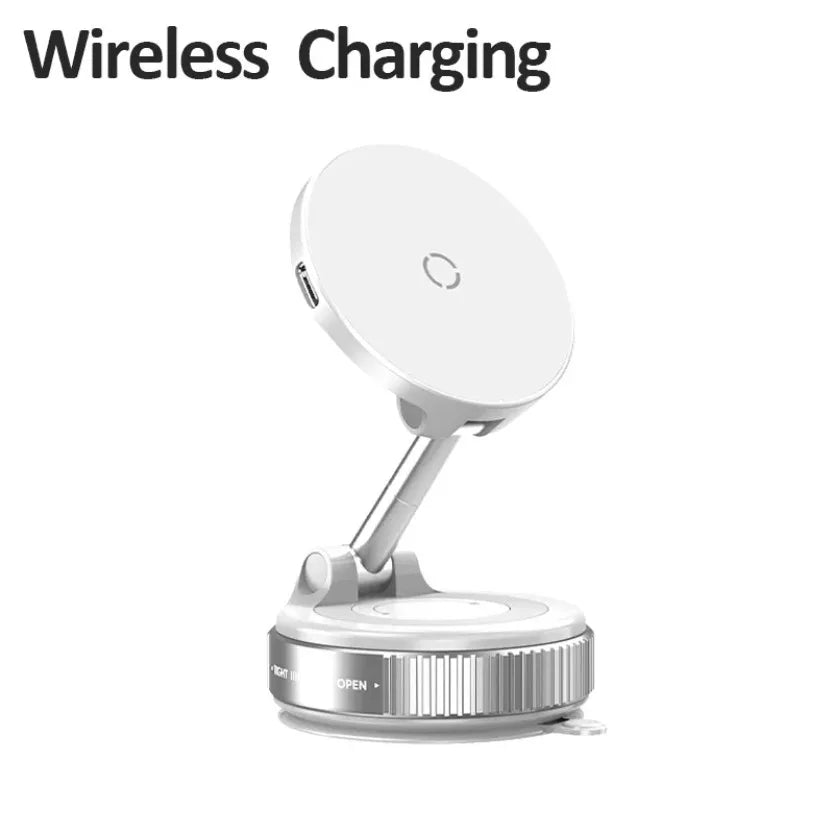 Wireless Charger Vacuum Magnetic Phone Stand for Magsafe Iphone 16 15 14 13 12 Pro Max 360° Adjustable Suction Cup Car Dashboard