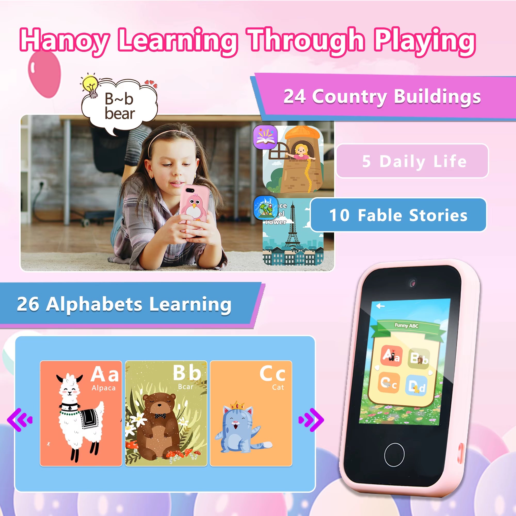 Children'S Mobile Phones,Camerastoys Music Playerspuzzle Games and Learning Modesaresuitableas Birthday Gifts for 3-10 Years Old