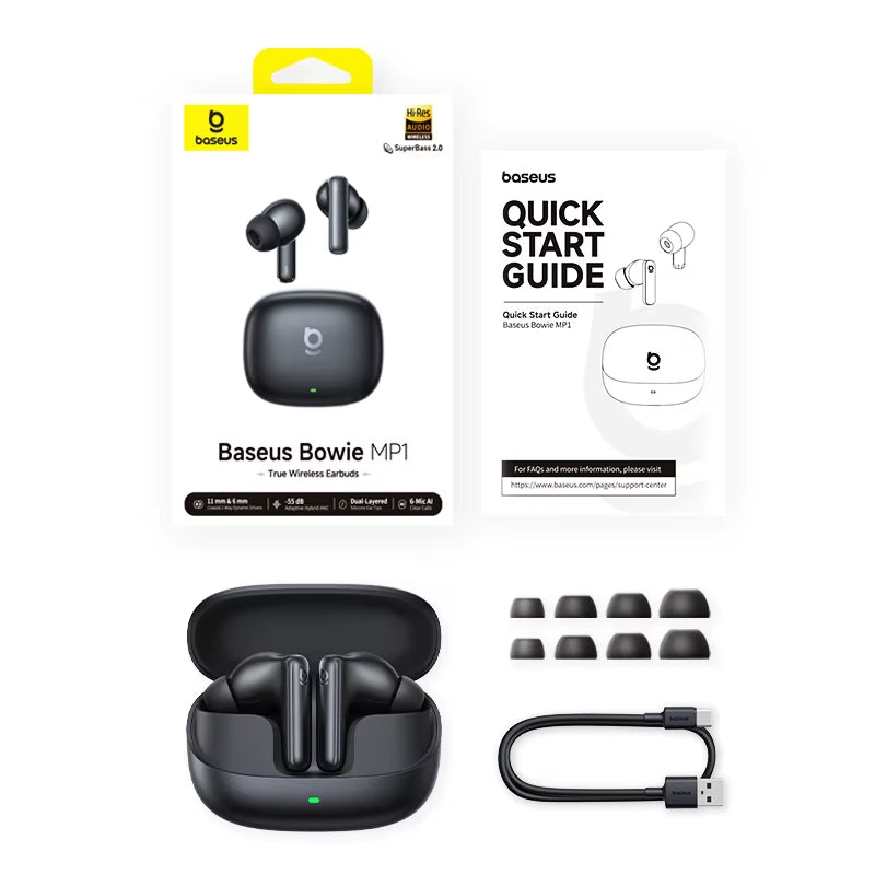 Bowie MP1 ANC Bluetooth 6.0 True Wireless Earbuds -55Db Adaptive Hybrid ANC Earphones Hi-Res LDAC 6-Mic ENC In-Ear Buds