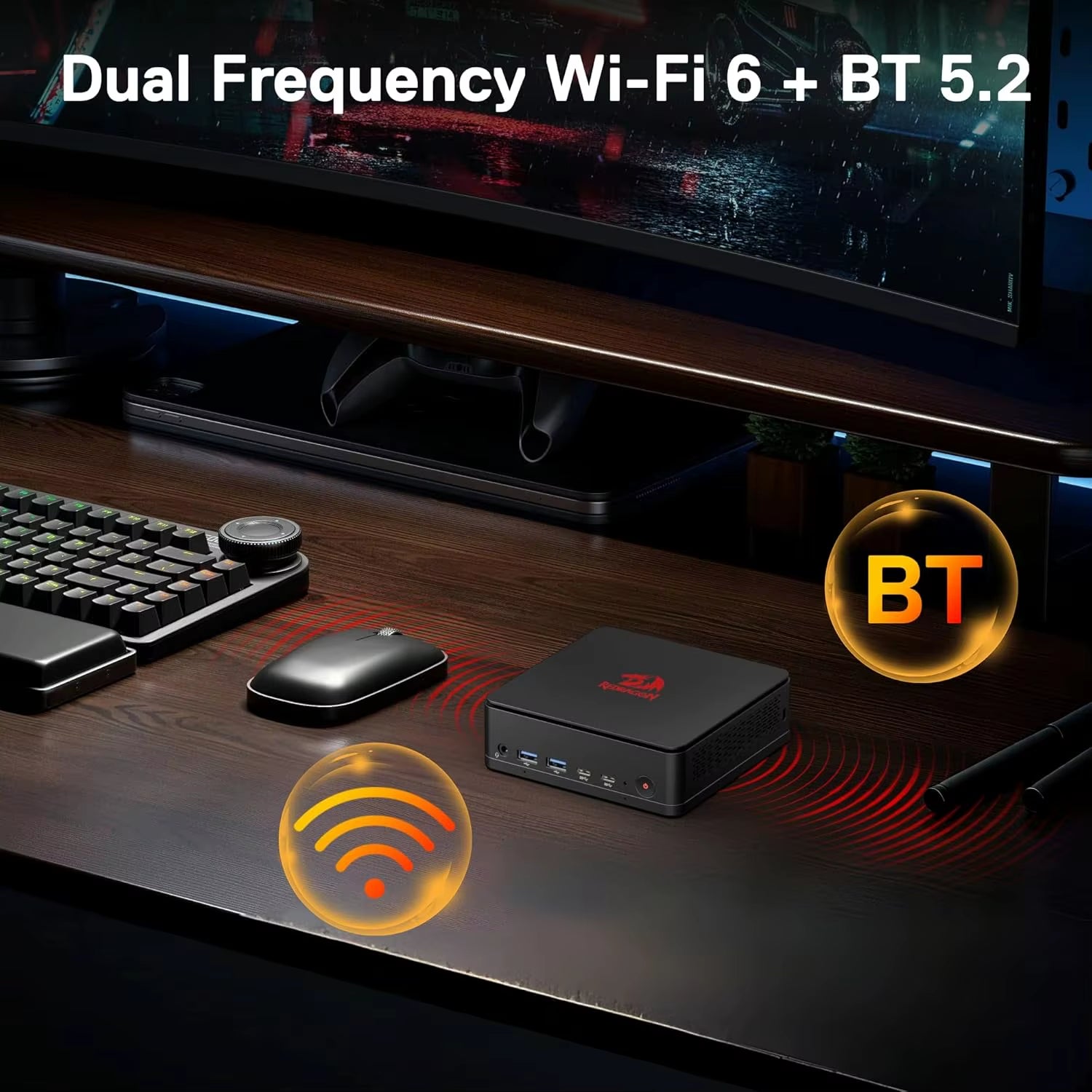 Redragon MPC745 Mini PC AI NPU  Ryzen 7 8845HS Processor(Max 5.1 Ghz), Mini Desktop Computer ,Radeon 780M Graphics & 16GB DDR