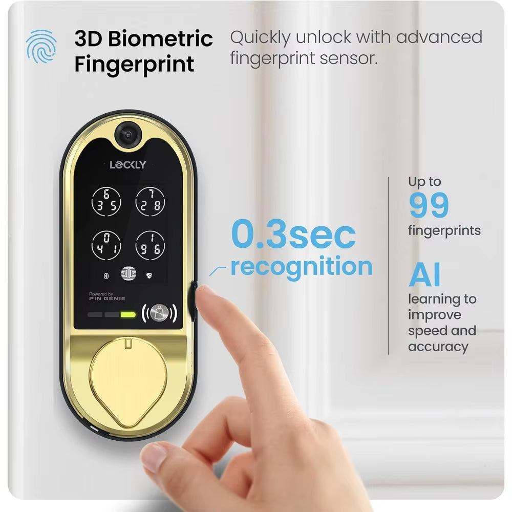 Vision Smart Lock, HD Video Doorbell Smart Locks for Front Door, Fingerprint Door Lock, Touchscreen Keypad, App Control, No Mon