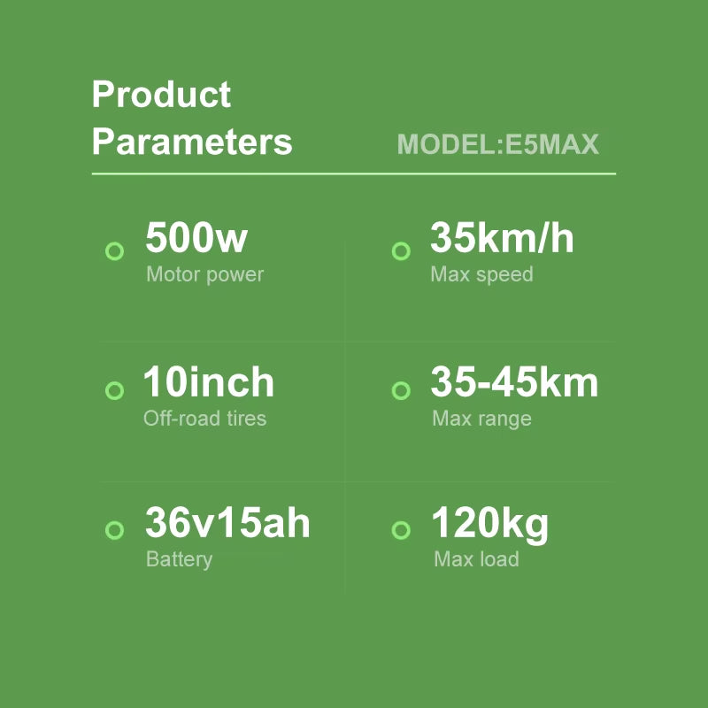 E Scooter for Adults 500W Motor 35Km/H 45KM 10" Honeycomb Tires Dual Suspension Comfortable Electric Kick Scooter E5MAX