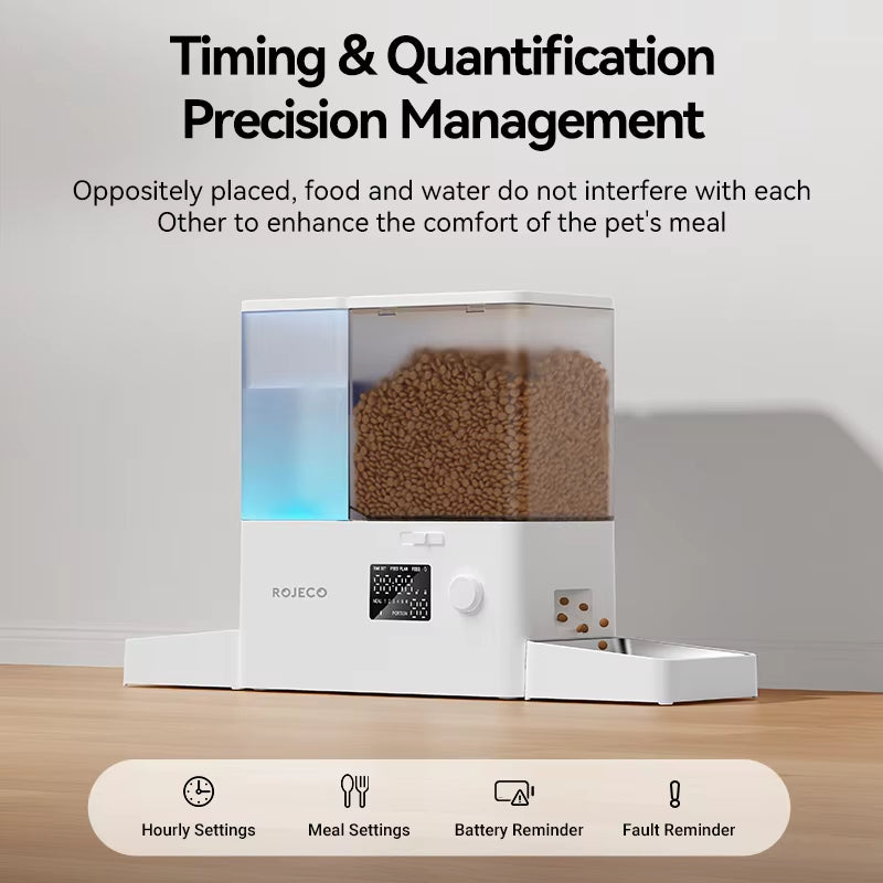 2In1 Automatic Pet Feeder Gravity Water Fountain 8.5L Button Version Auto Cat Kibble Dispenser with Water Refill Drinker