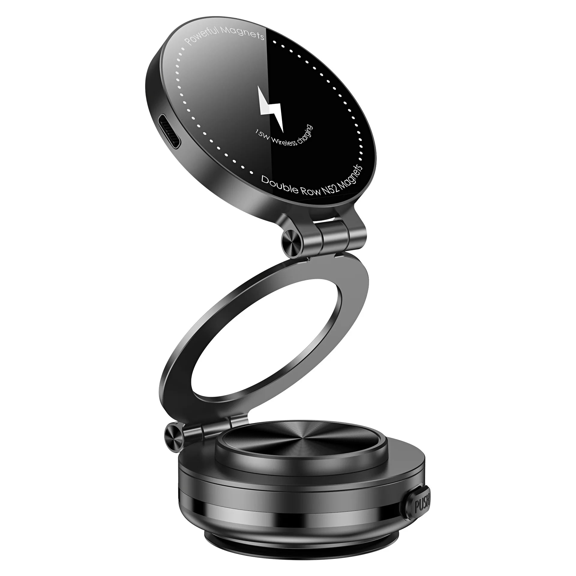 15W Wireless Charger Double Sides Phone Holder Magnetic Vacuum Adsorption Bracket Foldable GPS Stand Electric Sucker Cup Suppor