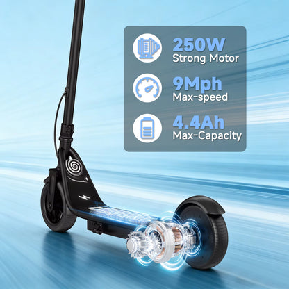 Electric Scooter for Kids - 9MPH & 10Mile Range, 250W Motor, 6.5" Solid Tires with App Control Folding Commuter E-Scooter UL2272