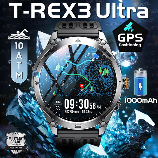 New T-Rex3 Ultra 1000Mah Battery Smart Watch Built in GPS Compass 10ATM Waterproof Sports Tracker Outdoors Military Smartwatches