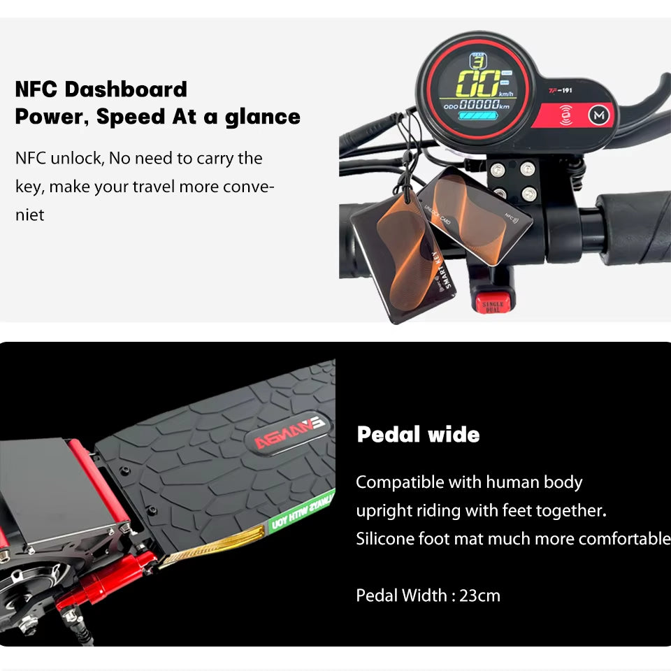 L12 Electric Scooter 800W 1200W 48V13Ah/16Ah/18Ah Long Range 45Km/H 55Km/H Max Speed 10 Inch Tires Rear Drive Dual Disc Brakes