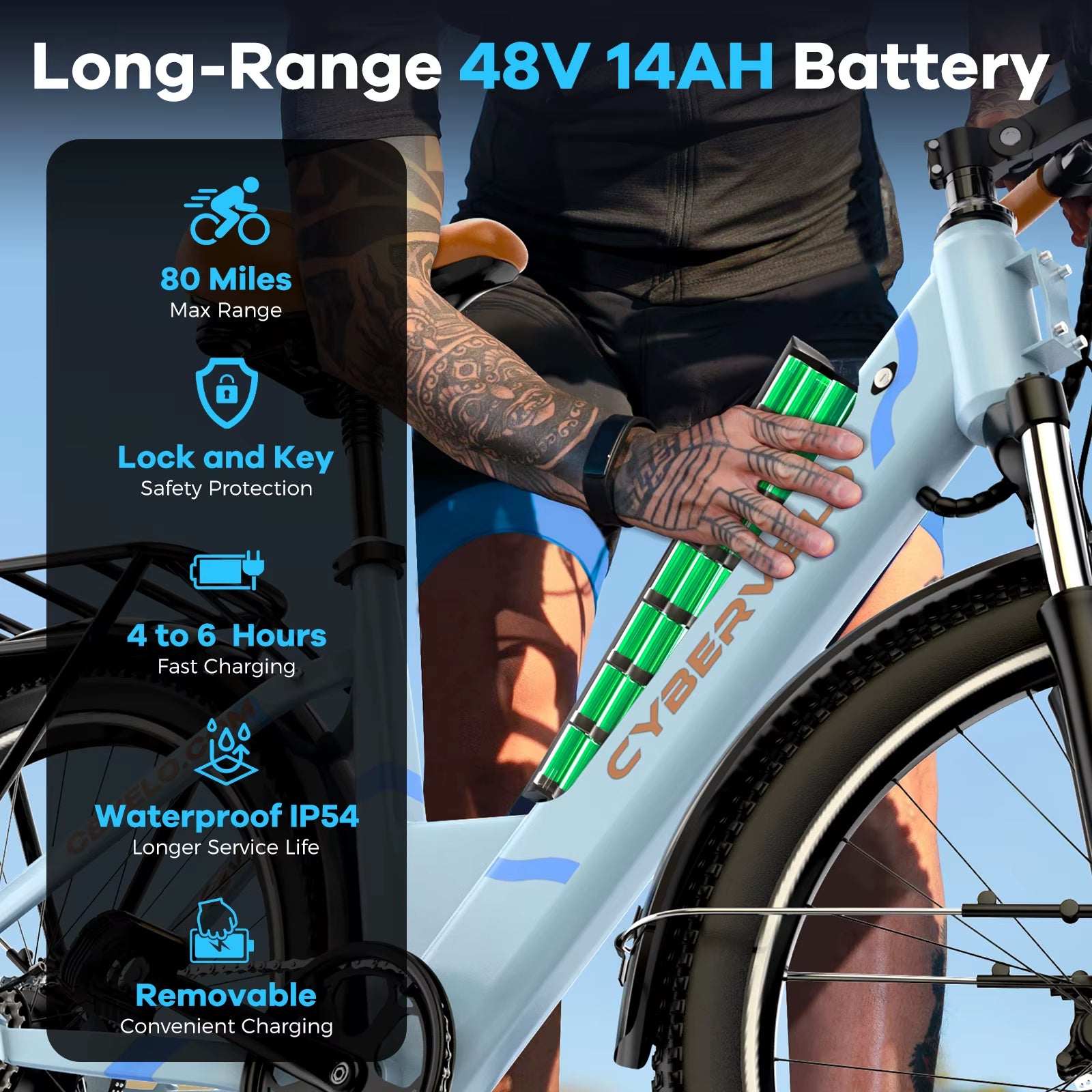 Experience the Thrill of the 26" Step-Thru Electric Bike with 1000W Peak Motor and 80-Mile Range - Perfect for City Commuting!