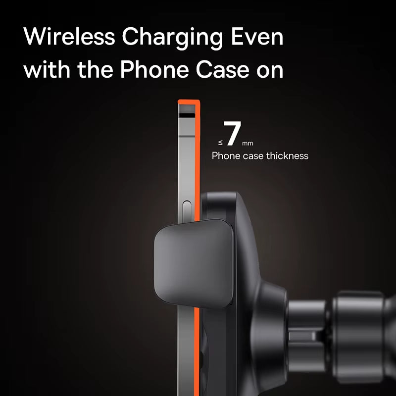 Baseus 15W Qi Wireless Car Phone Holder - Effortless Fast Charging & Auto-Clamping for iPhone and Samsung