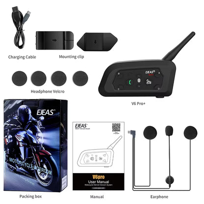 Only Official Oversea Store V6PRO+ Motorcycle Intercom Helmet Bluetooth5.1 Headset 6 Riders 800M Communicator Waterproof