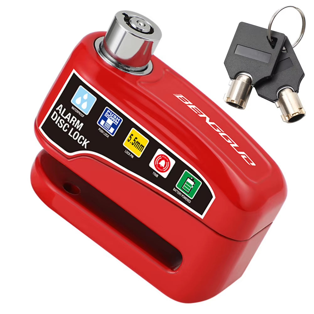 Bicycle Alarm Disc Brake Electric Lock with Keys Motorcycle Alarm Brake Rotor Padlock Aluminum Alloy for Bicycle Motor Scooter