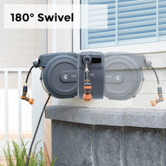 AW40 Retractable Hose Reel 5/8" X 90 Ft Wall Mounted Garden Hose Reel Heavy Duty, Automatic Rewind