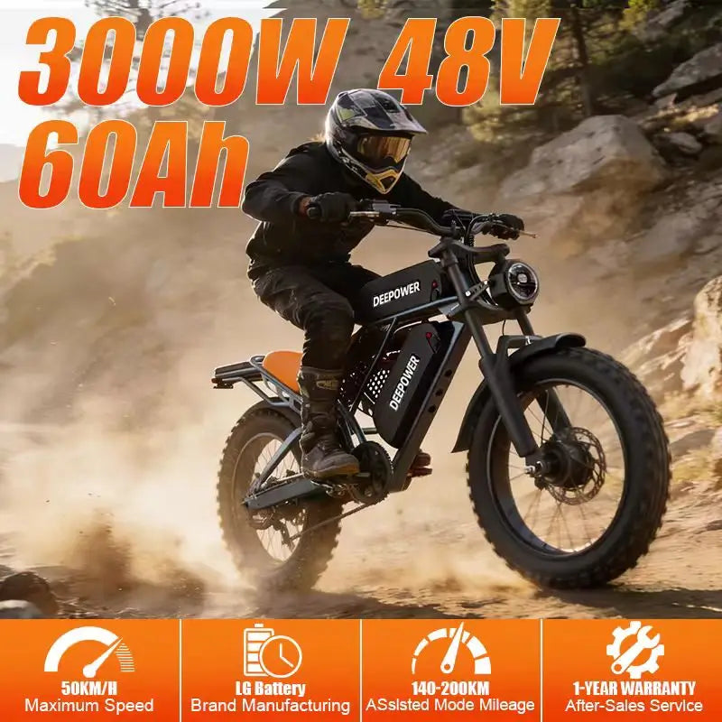 Experience Unmatched Power and Performance with the S8Pro 3500W Brushless Motor Electric Bicycle - Perfect for Off-Road Adventures and Daily Commuting!