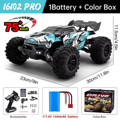 16101 Pro 1:16 75KM/H 4WD RC Car with LED Light 2.4G Remote Control Cars High Speed Drift Monster Truck for Children Gift