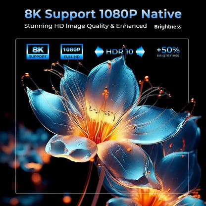 X7 AI Smart Projector with Android 14 OS Dolby, 8K Support 1080P UHD 2000 Ansl, Wifi6 & Bluetooth5.4, 200" Display Home Cinema