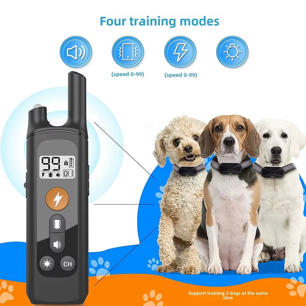 New Electric Remote Control Dog Trainer Bark Stopper Electronic Shock Collar Rechargeable Waterproof Pet Dog Barking Prevention