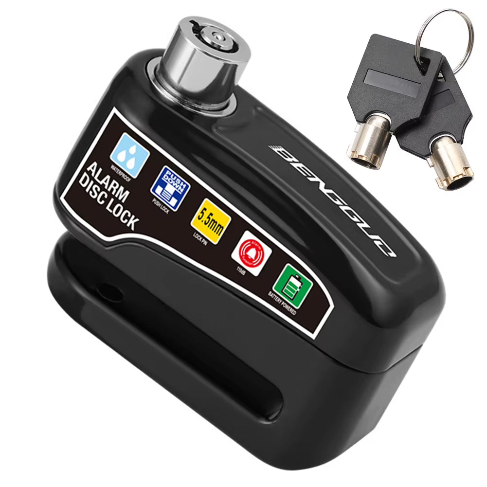 Bicycle Alarm Disc Brake Electric Lock with Keys Motorcycle Alarm Brake Rotor Padlock Aluminum Alloy for Bicycle Motor Scooter