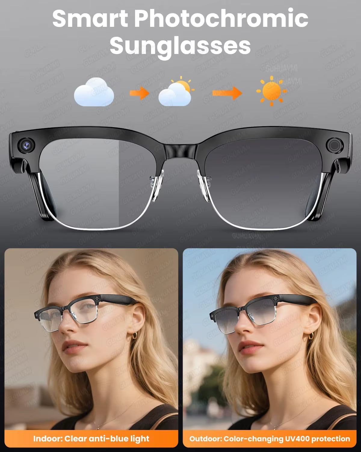 AI Smart Glasses with 800W Pixel Camera Photo Video Recording 120+Language Translation Sunglasses Men Women 2026 New Year'S Gift