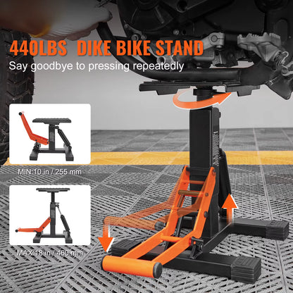 Motorcycle Jack Lift Stand 440Lb Dirt Bike Lift Stand Hydraulic Lift Operation Adjustable Height Hoist Table for Repair