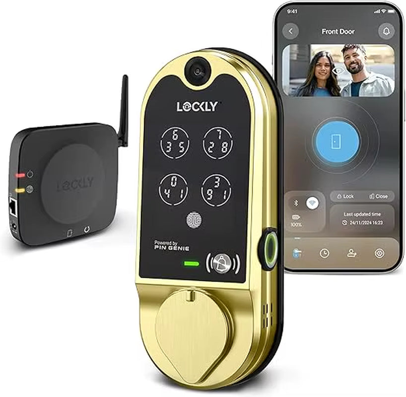 Vision Smart Lock, HD Video Doorbell Smart Locks for Front Door, Fingerprint Door Lock, Touchscreen Keypad, App Control, No Mon