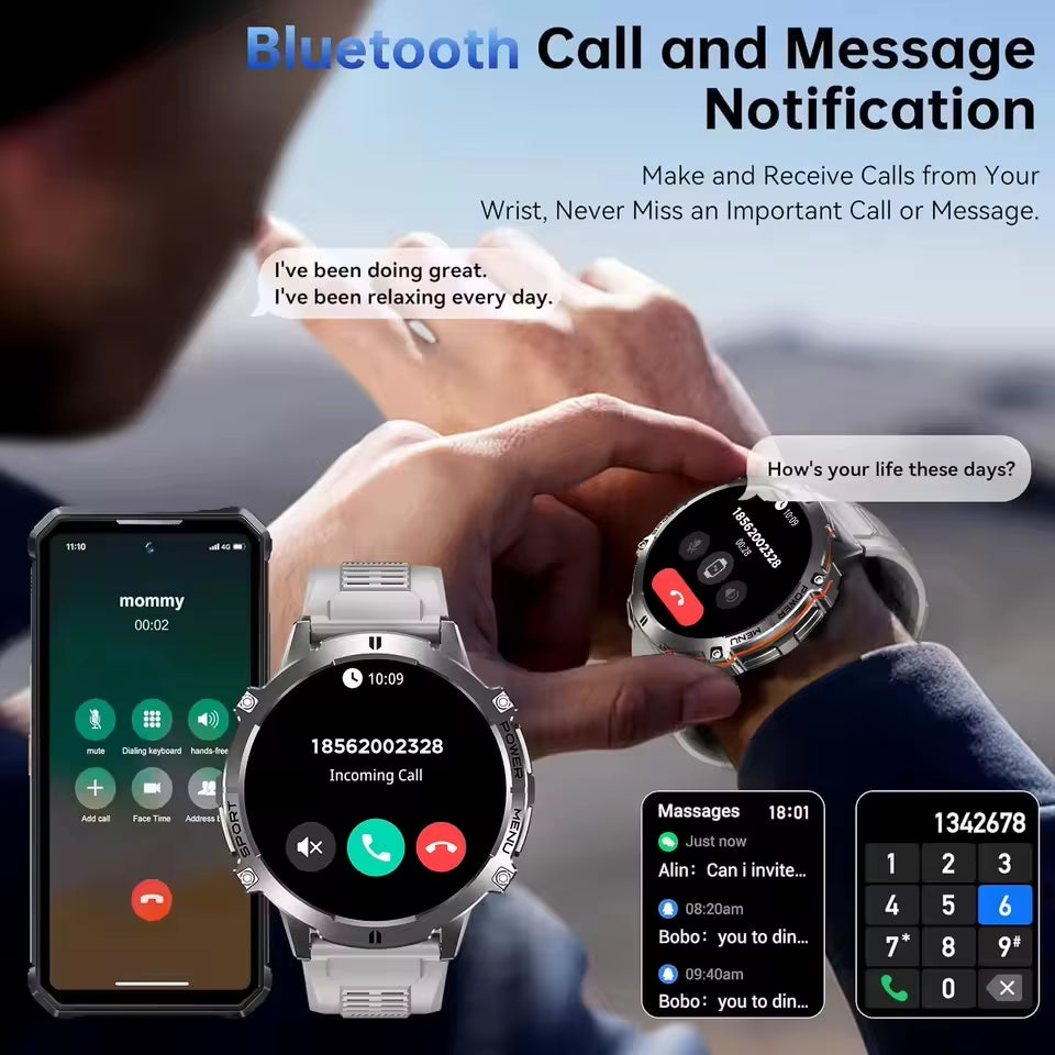 New Military T-Rex3 1000Mah Battery Smartwatch Men 10ATM Waterproof GPS Compass 1.73-Inch AMOLED Screen Call Sports Smartwatches