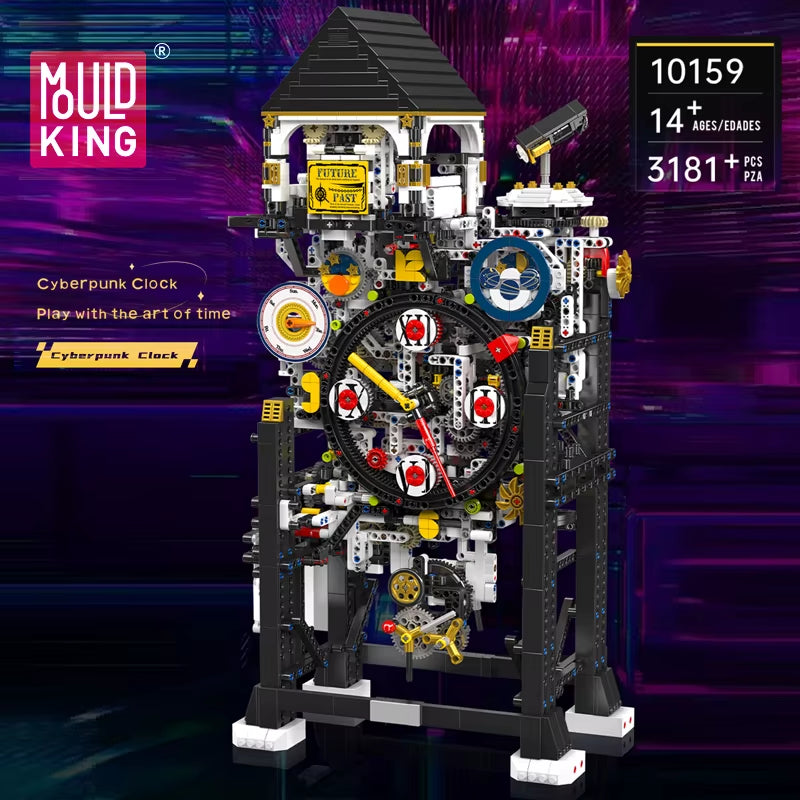 10159 Technical Clock Toys the Motorized Cyberpunk Clock Building Block Assembly Clock Brick Set Kids Christmas Gift