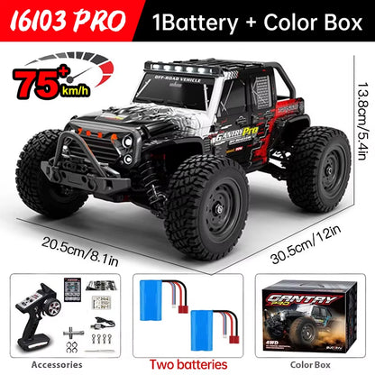 16101 Pro 1:16 75KM/H 4WD RC Car with LED Light 2.4G Remote Control Cars High Speed Drift Monster Truck for Children Gift