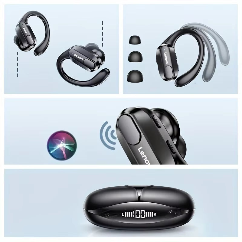 XT80 Wireless Headphones Bluetooth 5.3 Earphones True with Mic Button Control Noise Reduction Earhooks Waterproof Headset