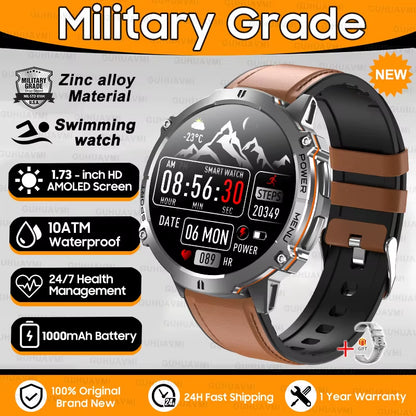 New Military T-Rex3 1000Mah Battery Smartwatch Men 10ATM Waterproof GPS Compass 1.73-Inch AMOLED Screen Call Sports Smartwatches