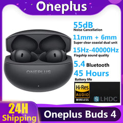 Experience Unmatched Sound Quality with the 2025 Official OnePlus Buds 4 TWS Wireless Bluetooth Earphones - LHDC 5.0, 55dB Active Noise Cancelling, and 45 Hours of Battery Life for OnePlus 13