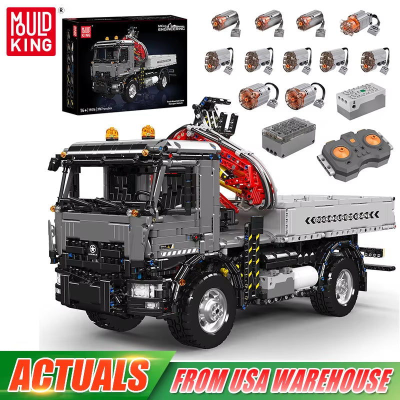 19016 Technical Car Toys the RC Truck Mounted Crane Transport Vehicle Building Block Enginerring Truck Brick Kid Gift