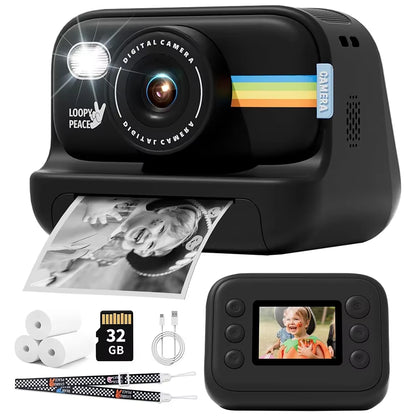 Kids Instant Print Camera HD Lens 2.0 Inch Screen Zoom with 32GB Child Birthday Festival Gifts Travel Selfie Digital Camera Toys
