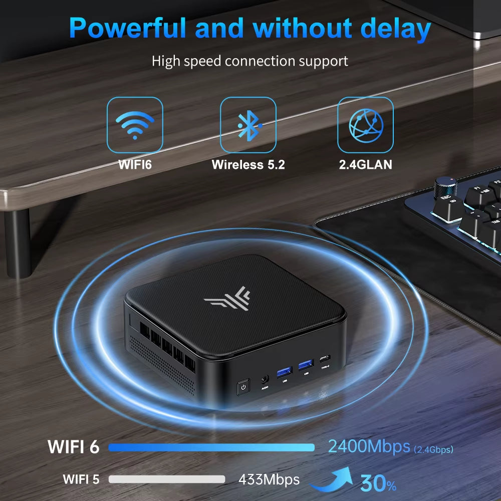 ACEMAGIC Mini PC with  Ryzen 5 7430U 16GB DDR4 512GB M.2 SSD Mini Gaming PC with USB Type-C Supports Triple 4K Display