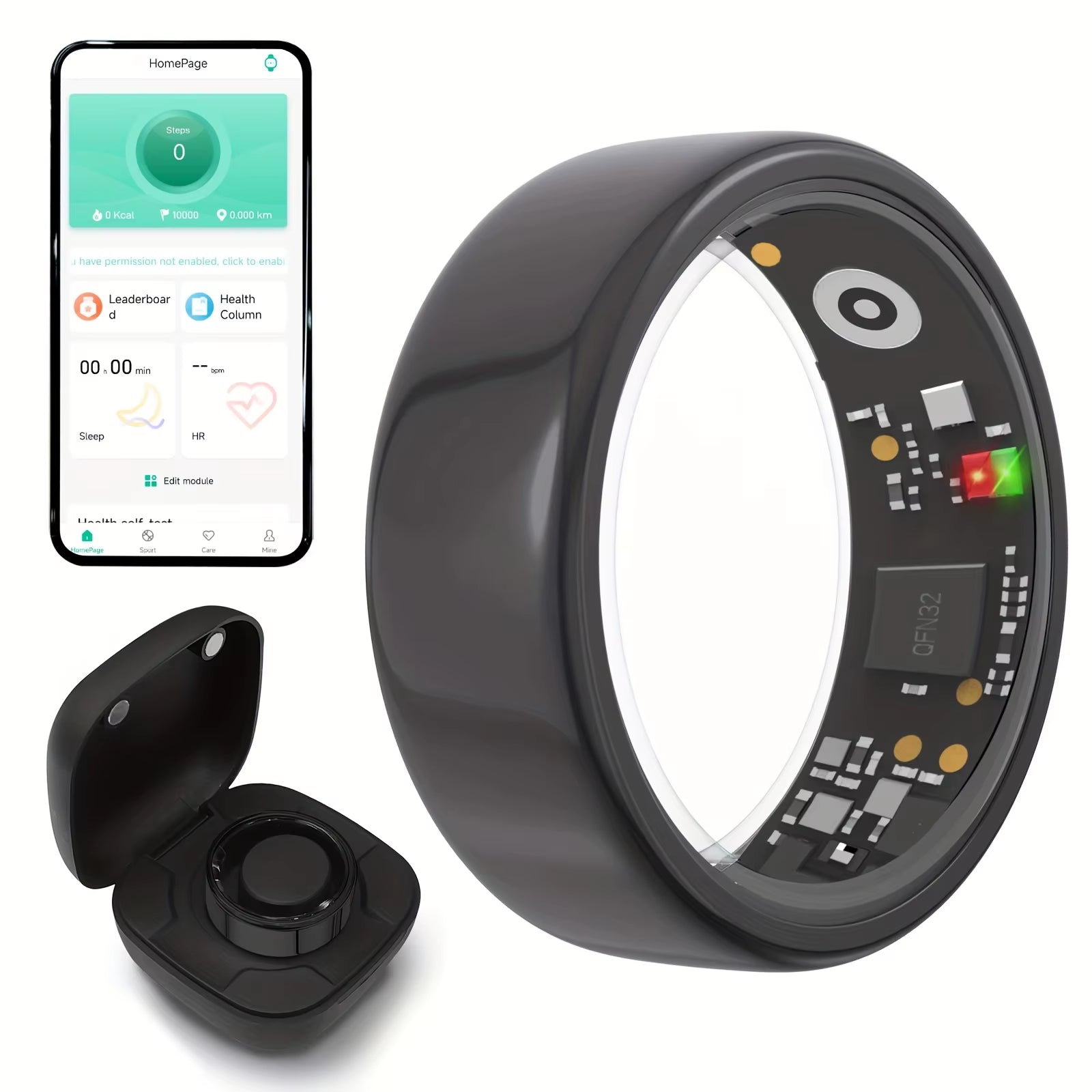 2025 New Smart Ring Heart Rate Blood Pressure Sleep Monitoring Motion Tracking IP68 Waterproof Men Women Smart Ring Holiday Gift