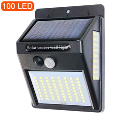 PIR Motion Sensor 100LED Sunlight Control 3 Sided Solar Energy Street Light Yard Path Home Garden Solar Power Lamp Wall Light
