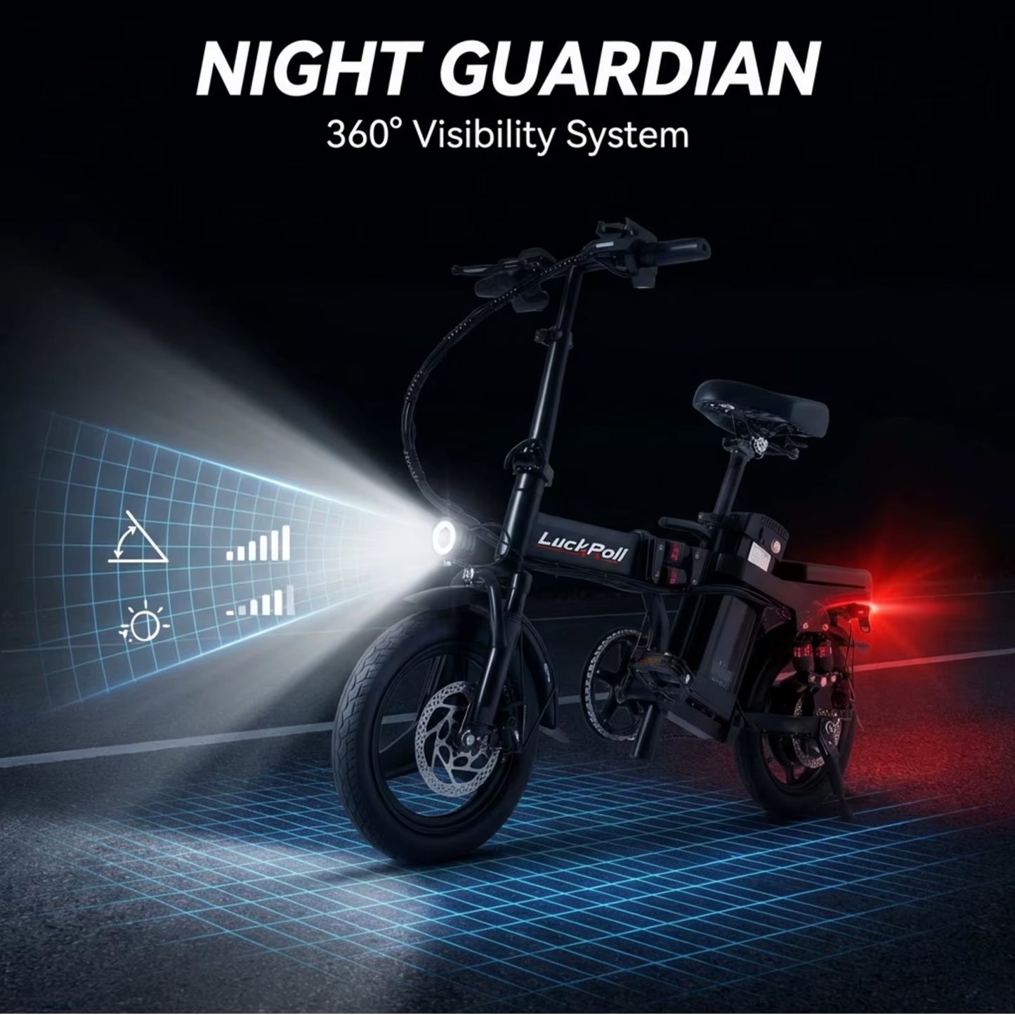 Foldable Ebike for Adults, 2000W/1000W, 40/28MPH, 52V 25Ah, 48V 15Ah, 60-80 Miles Range 14" Commuter Adult Electric Bicycle