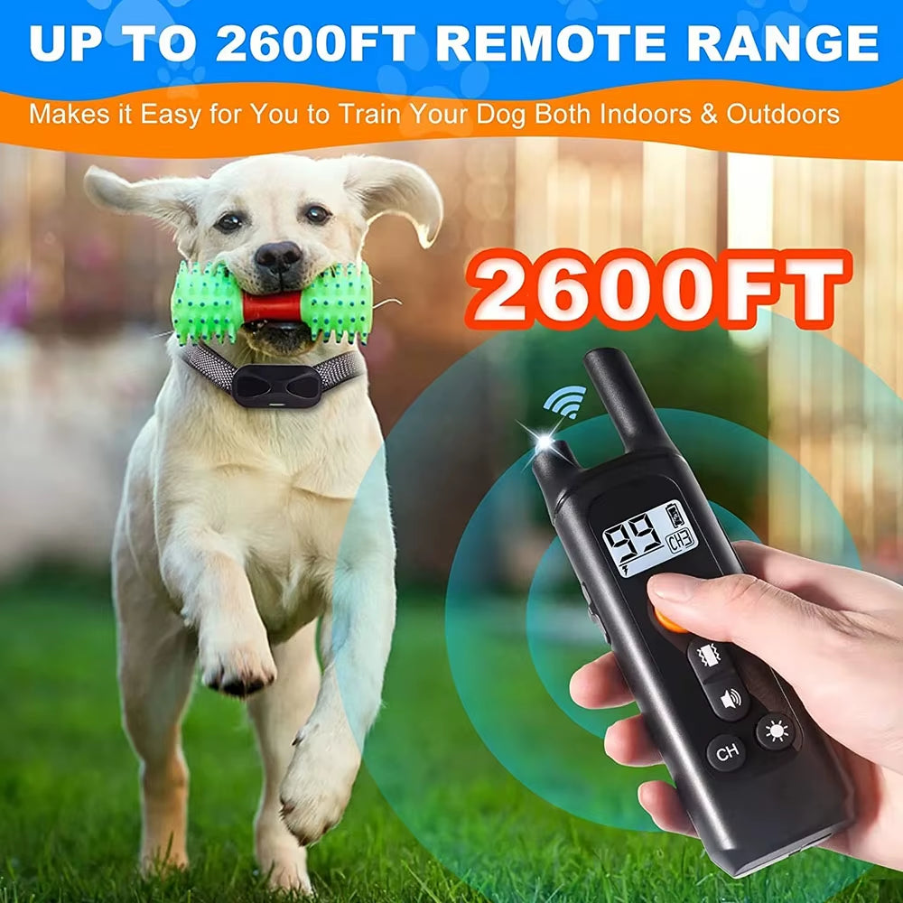 New Electric Remote Control Dog Trainer Bark Stopper Electronic Shock Collar Rechargeable Waterproof Pet Dog Barking Prevention