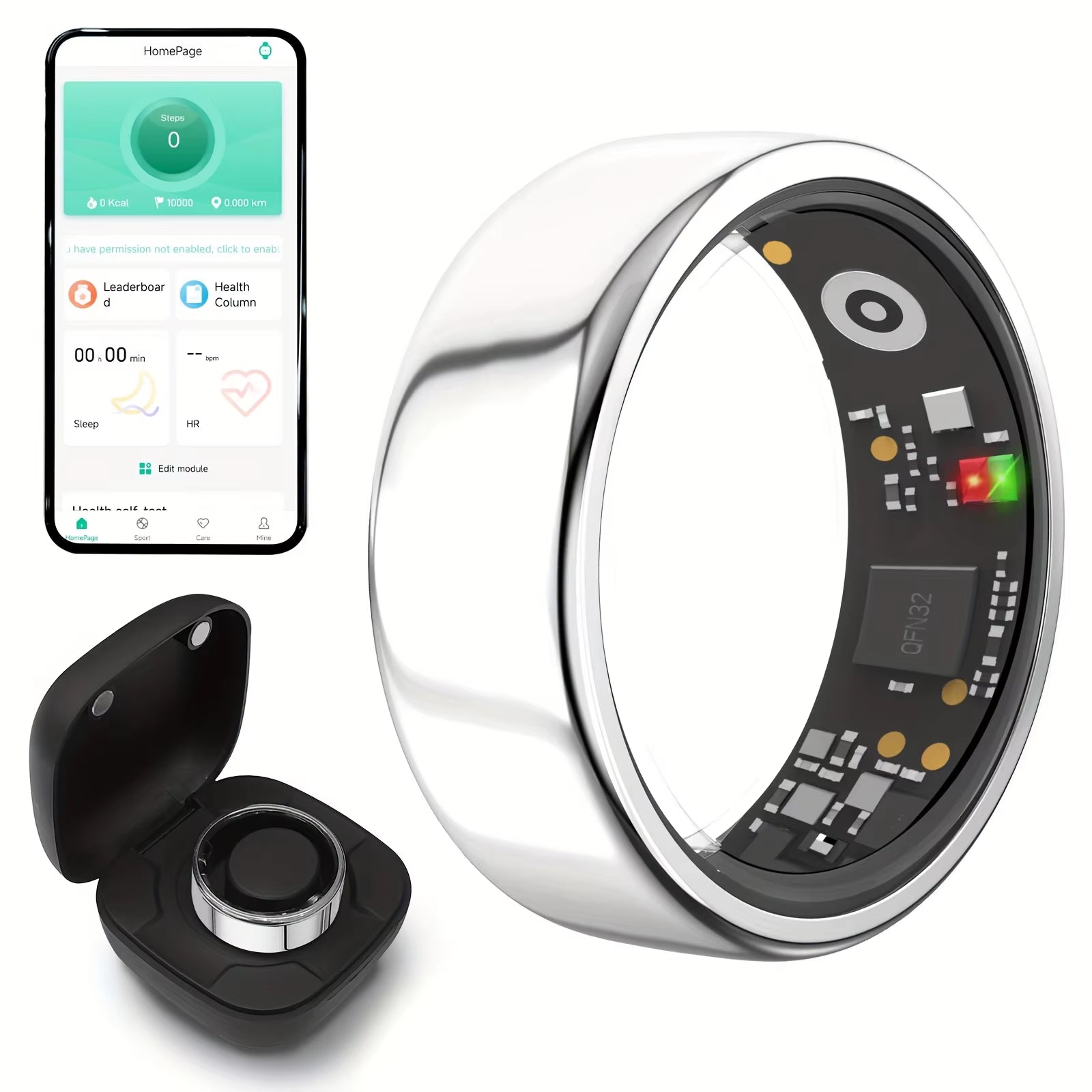 2025 New Smart Ring Heart Rate Blood Pressure Sleep Monitoring Motion Tracking IP68 Waterproof Men Women Smart Ring Holiday Gift