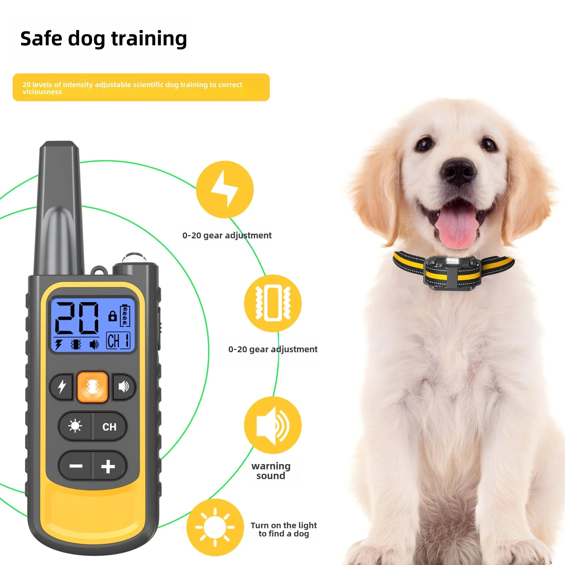 Electric Dog Training Collar Waterproof Dog Bark Collar Pet with Remote Control Rechargeable anti Barking Device All Size Dogs