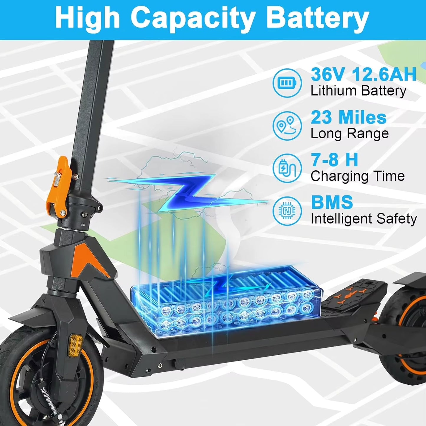 Foldable Electric Scooter for Adults with 500W Motor, up to 21MPH Speed & 23-Mile Long Range, 36V Battery, 8.5" Off-Road Tires