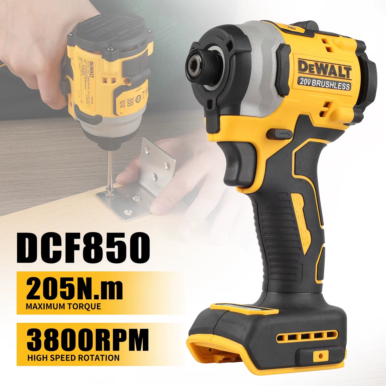 Lithium Brushless Motor Screwdriver Electric Screwdriver Electric Hand Drill Impact Drill Combination Kit DCF805 DCD850