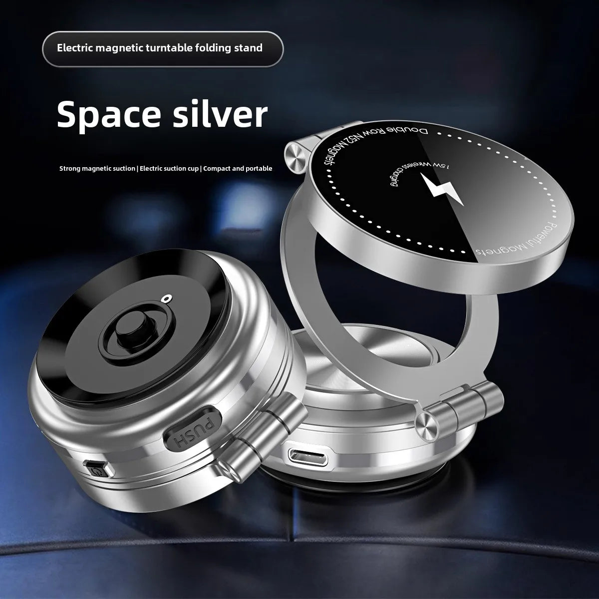 15W Wireless Charger Double Sides Phone Holder Magnetic Vacuum Adsorption Bracket Foldable GPS Stand Electric Sucker Cup Suppor