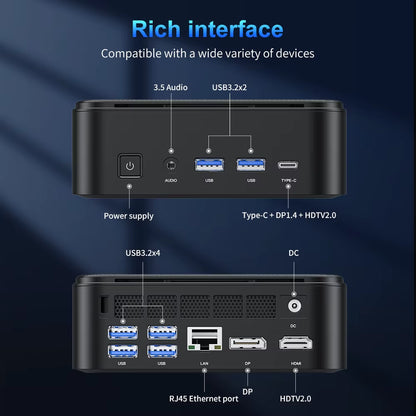 ACEMAGIC Mini PC with  Ryzen 5 7430U 16GB DDR4 512GB M.2 SSD Mini Gaming PC with USB Type-C Supports Triple 4K Display