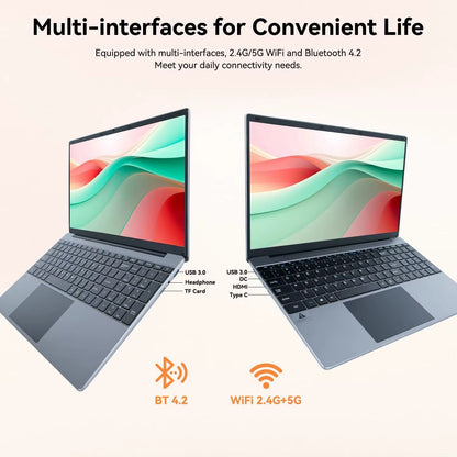 15.6 Inch Laptop Windows 11 Notebook 16G RAM 512GB SSD Quad-Core  Celeron N5095 Processors 1080P IPS FHD Laptop Computer