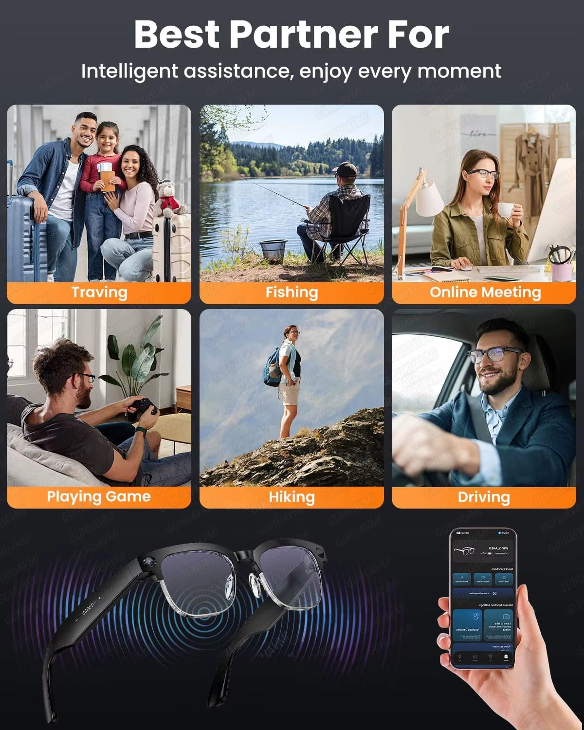 AI Smart Glasses with 800W Pixel Camera Photo Video Recording 120+Language Translation Sunglasses Men Women 2026 New Year'S Gift