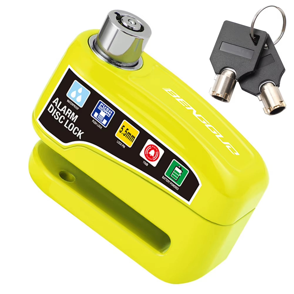 Bicycle Alarm Disc Brake Electric Lock with Keys Motorcycle Alarm Brake Rotor Padlock Aluminum Alloy for Bicycle Motor Scooter