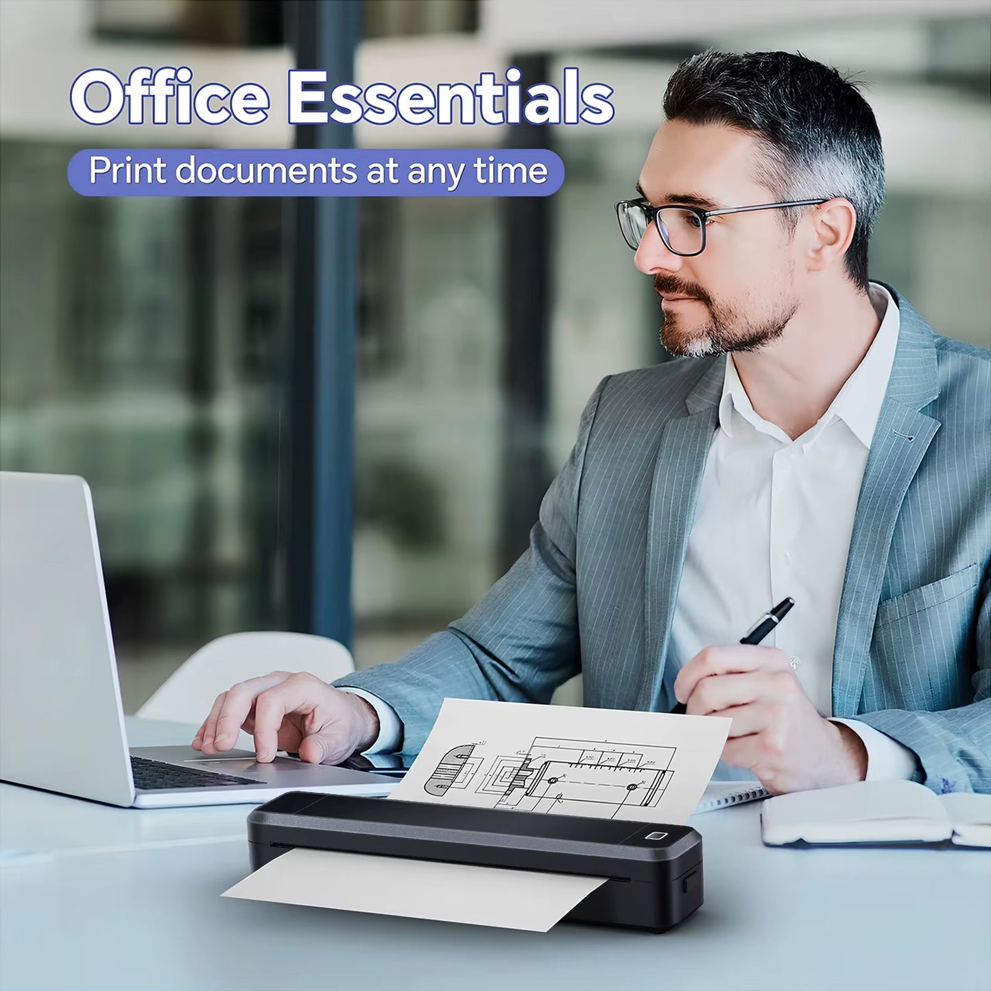 X8 Mini A4 Thermal Printer Bluetooth Photos PDF Document Printing Inkless Machine for Office Work Home School Travel