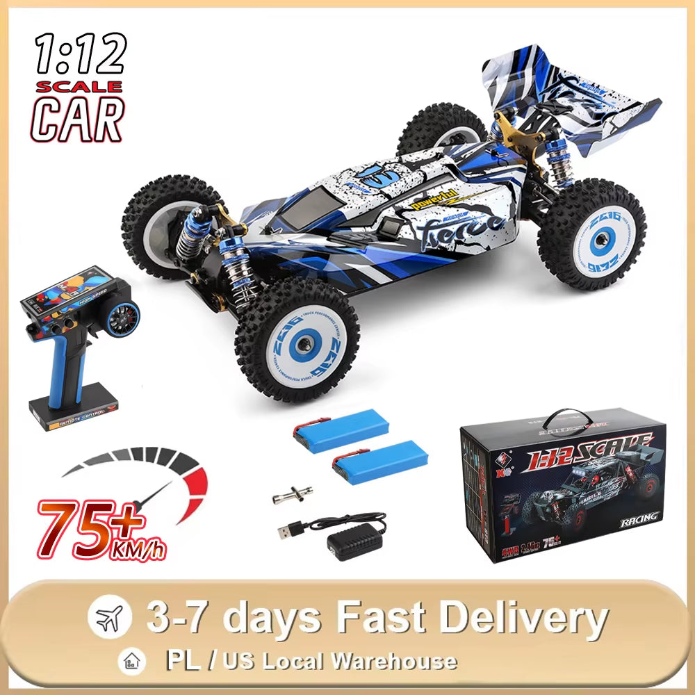Wltoys 124017 RC Car 75KM/H 2.4G Brushless Remote Control Vehicle 4WD Electric High Speed Racing Drift Truck Toys for Children