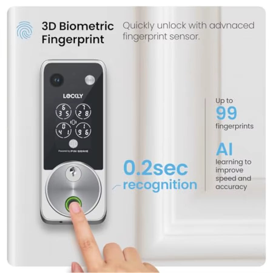 Vision Zeno Smart Lock with Video Doorbell Camera Fingerprint Keyless Entry with Apple Home Key Wi-Fi Deadbolt for Front