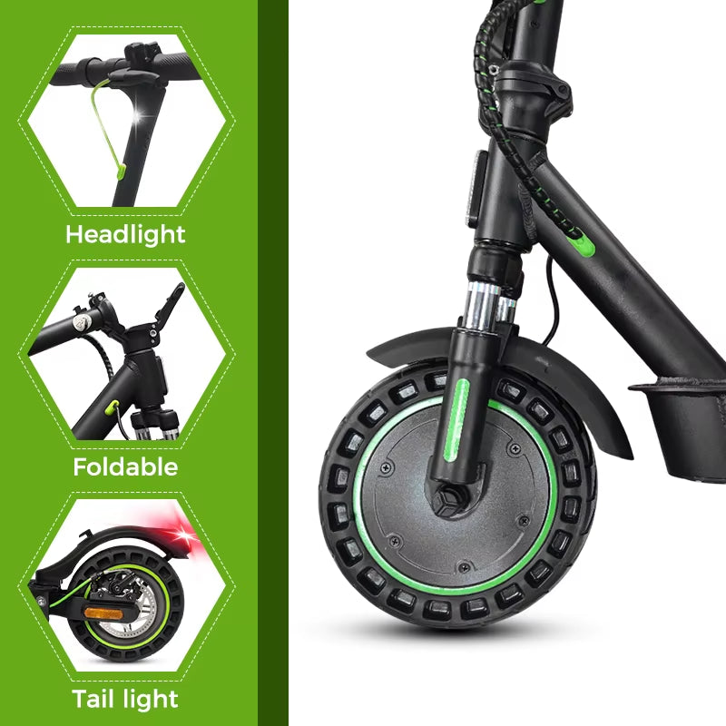 E Scooter for Adults 500W Motor 35Km/H 45KM 10" Honeycomb Tires Dual Suspension Comfortable Electric Kick Scooter E5MAX